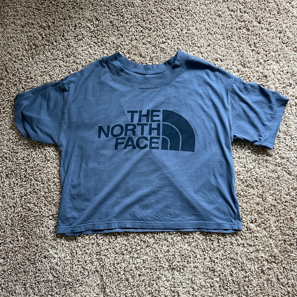 The North Face Blue Crop Shirt Sleeve T-Shirt Size Small